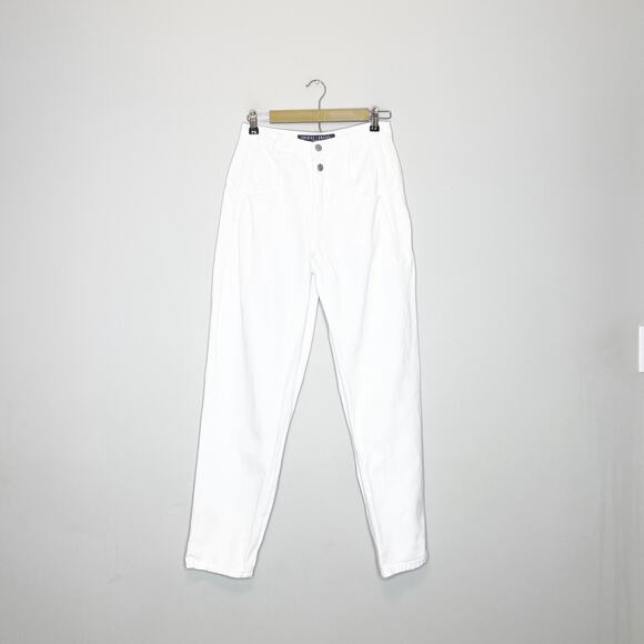 Vintage 90s Guess Jeans 28x32 White Pascal Loose Fit Tapered Leg Logo Pockets - Picture 2 of 7